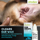 Otodex Veterinary Ear Drops for fast relief of ear wax, mites, fungi, and bacterial infections in dogs and cats.