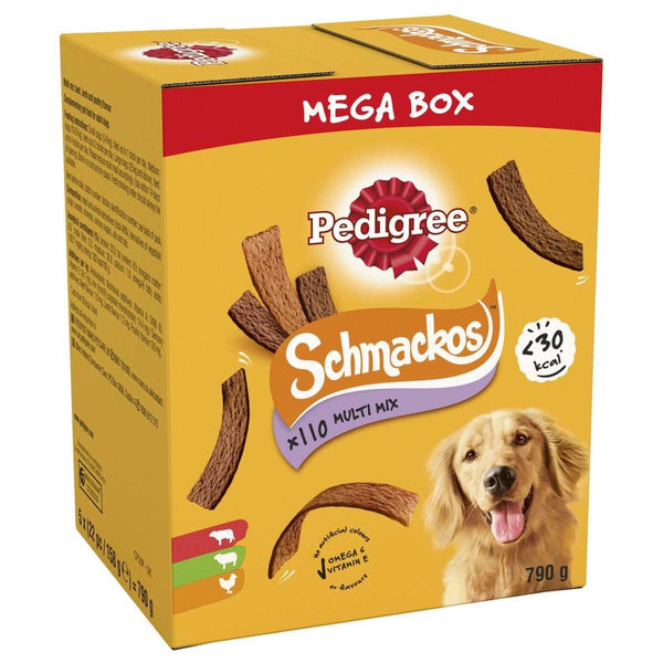 Pedigree Schmackos variety pack dog treats mega box with beef, lamb, and poultry flavors for all dog breeds and ages