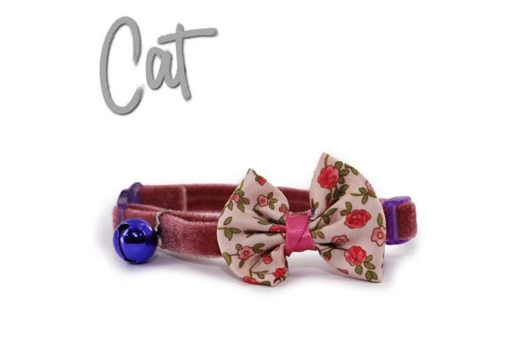 Ancol Plush Safety Cat Collar with vintage bow and warning bell.