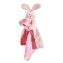 Puppy Love Blankie plush pink bunny puppy comfort toy with chequered blanket