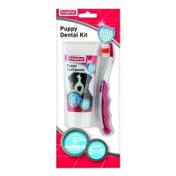 Beaphar Puppy Dental Kit with toothpaste and toothbrush for dental care.