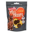 Rosewood Dog Pill Treats packaging with dog image, treats, and pill hiding feature, rich in beef and chicken.