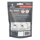 Back of Rosewood Dog Pill Treats packaging showing instructions and ingredients for easy pill hiding treats rich in beef and chicken