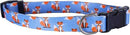 Rosewood Wag n Walk adjustable dog collar with fox print and quick release buckle