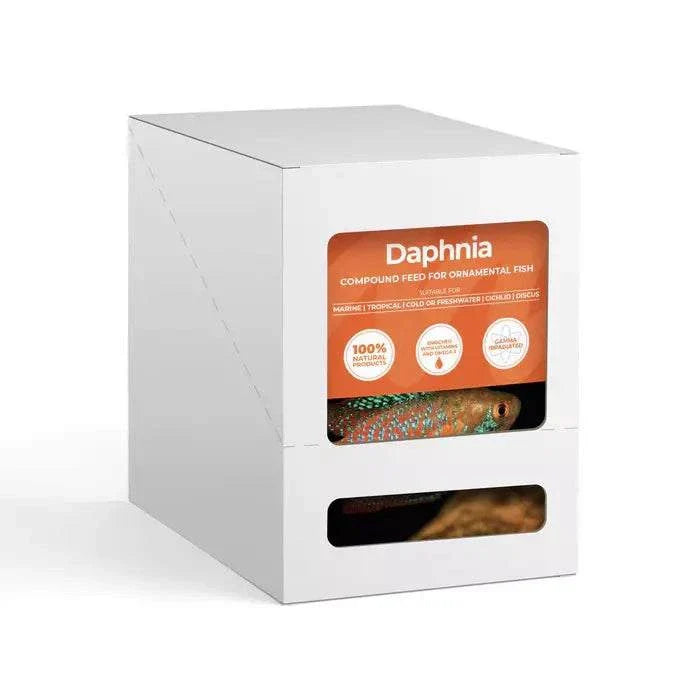 Monkfield Daphnia frozen fish food packaging.