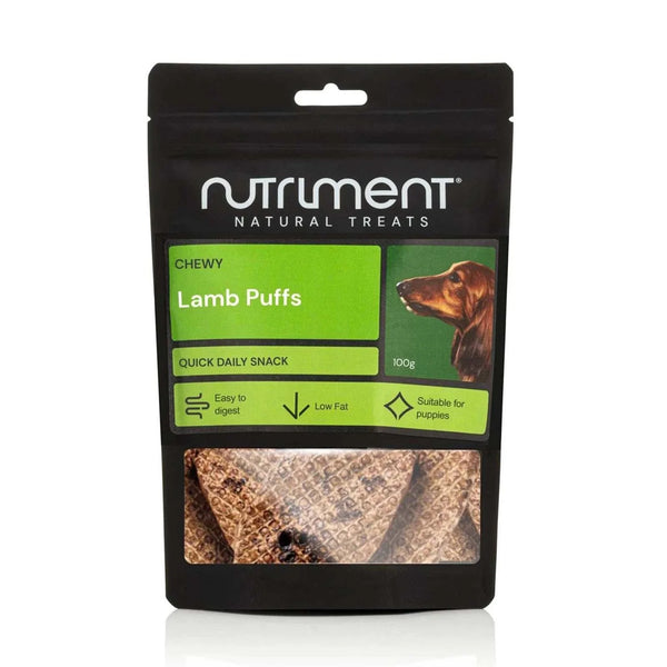Nutriment Lamb Puffs natural chewy dog treats made from 100% air-dried lamb lung, low fat and high protein, suitable for puppies and daily snacks