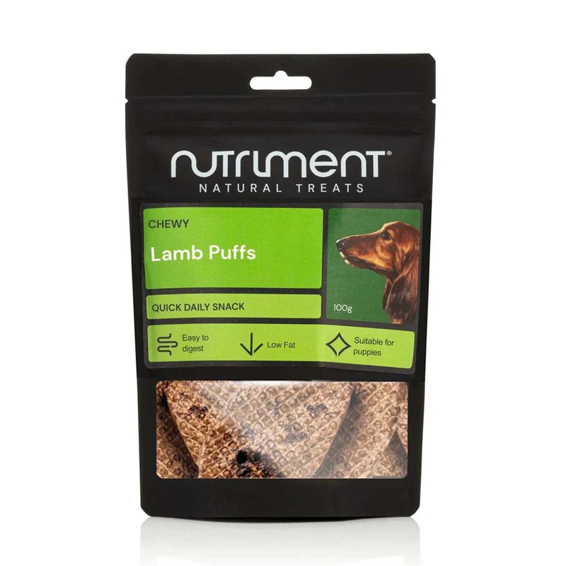 Nutriment Lamb Puffs natural chewy dog treats made from 100% air-dried lamb lung, low fat and high protein, suitable for puppies and daily snacks