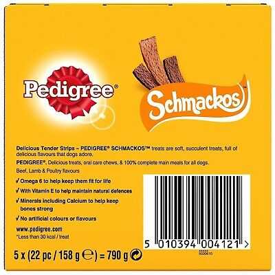 Pedigree Schmackos Variety Pack Dog Treats - 110 Multi Pack with Beef, Lamb, and Poultry Flavors.