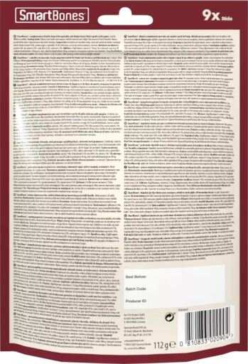 SmartBones Chicken Wrapped Mini Sticks 9-pack rawhide-free dog chews for small dogs with chicken and vegetable layers