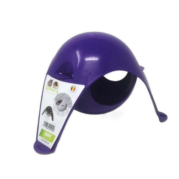 Sputnik XL Small Animal House in purple, suitable for rodents, hangable or floor placement, UV-resistant and easy to clean