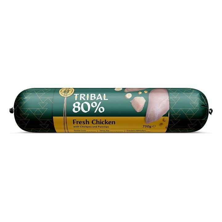 Tribal 80% Fresh Chicken Gourmet Sausage Dog Food with chickpeas and parsnips, 750g roll
