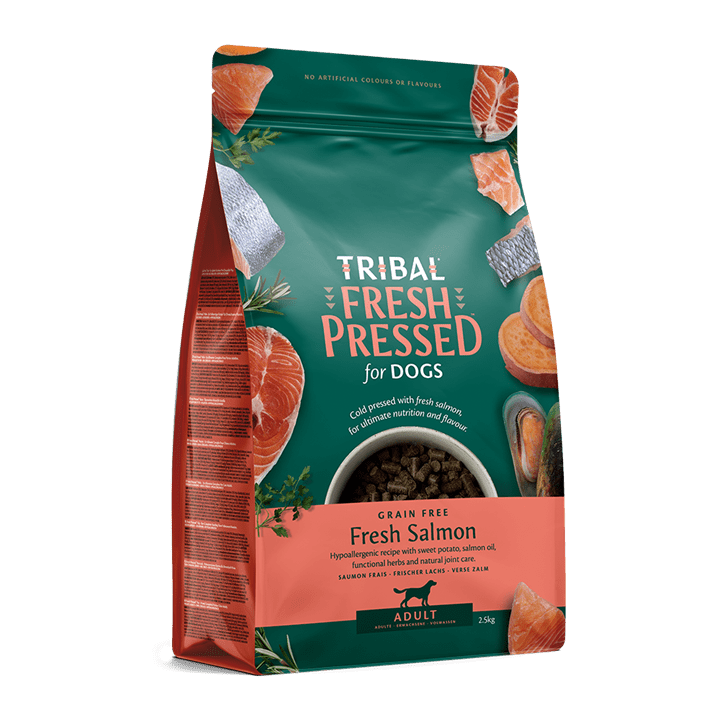 Tribal Adult Salmon Cold Pressed Dog Food grain-free fresh salmon recipe for adult dogs