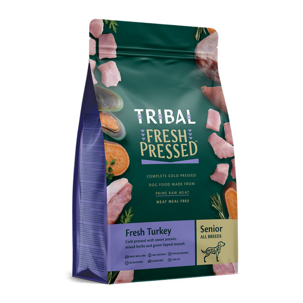 Tribal Senior Dog Food Fresh Pressed cold pressed fresh turkey recipe for sensitive stomachs