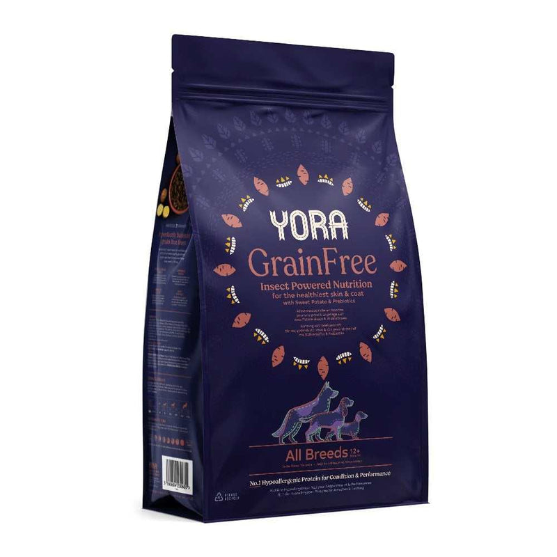 YORA Grain-Free Insect Dog Food for all breeds, sustainable insect protein, hypoallergenic, rich in antioxidants, joint and gut health support