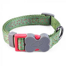 Zoon WalkAbout dog collar green and red polka dot nylon with bone-shaped buckle and adjustable design