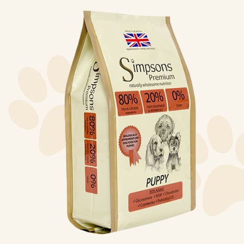 12Kg Simpsons Premium Puppy 80-20 Mixed Fish & Chicken Dry Dog Food (BBF 07/23) -Simpsons5060318130290