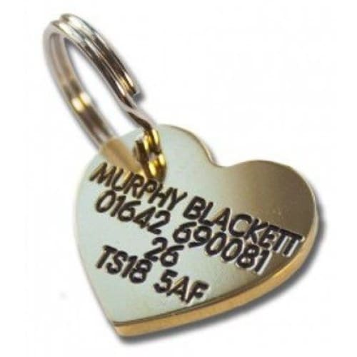 22mm Heart Shaped Brass Dog Pet Tag -TAGS