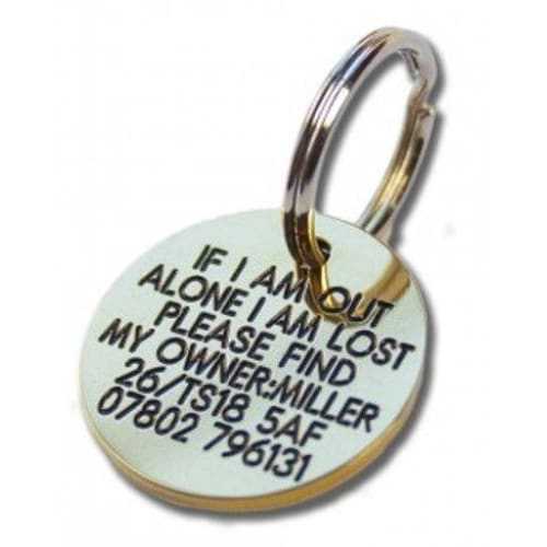 27mm Round Brass Dog Pet Tag - TAGS