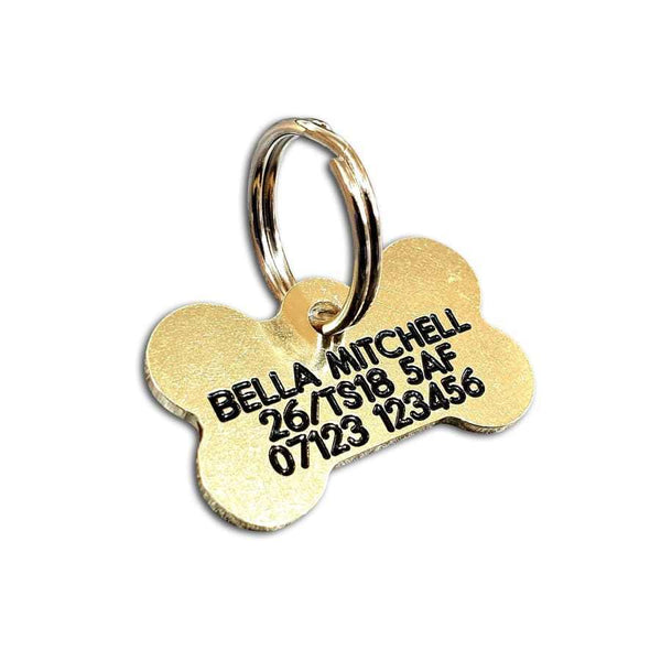 28mm Bone Shaped Brass Dog Tag - TAGS