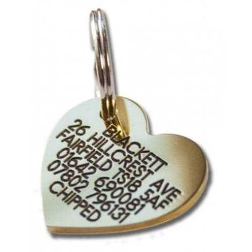 30mm Heart Shaped Brass Dog Pet Tag - TAGS