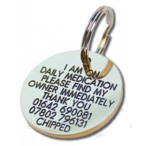 33mm Round Brass Dog Pet Tag - TAGS