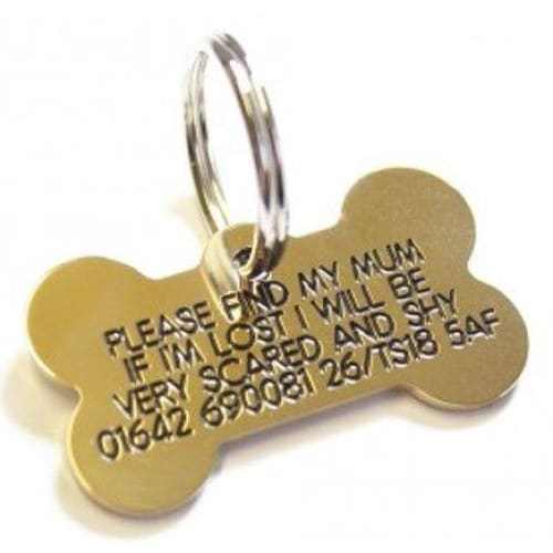 39mm Bone Shaped Brass Dog Tag - TAGS