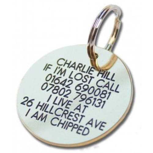 39mm Round Brass Dog Pet Tag - TAGS