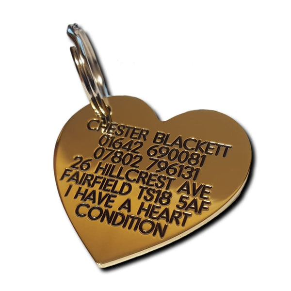 41mm Heart Shaped Brass Dog Pet Tag -TAGS