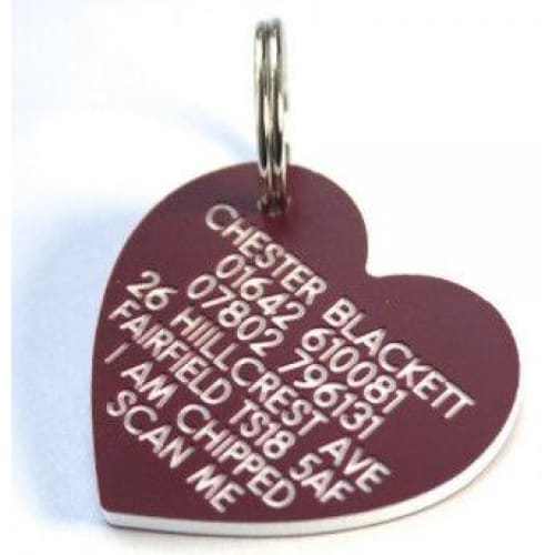 41mm Heart Shaped Plastic Dog Pet Tag - TAGS