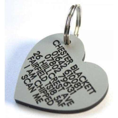 41mm Heart Shaped Plastic Dog Pet Tag - TAGS