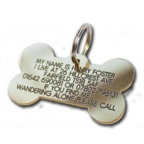 58mm Bone Shaped Brass Dog Tag - TAGS