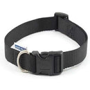 Ancol Adjustable Dog Collar in black nylon with plastic buckle and metal D-ring