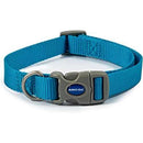 Ancol Adjustable Dog Collar in blue nylon with plastic buckle and metal D-ring