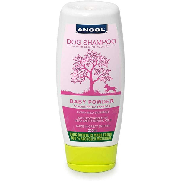 Ancol BB Puppy Dog Shampoo 200ml with talcum powder scent for glossy coat care.