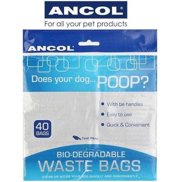 Ancol Bio-Degradable Poo Bags 40 Bag Pack with tie handles packaging