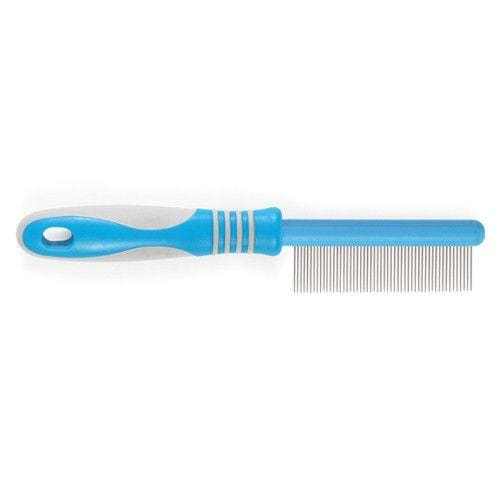 Ancol Ergo Dog Flea Comb with ergonomic handle and fine stainless steel teeth.