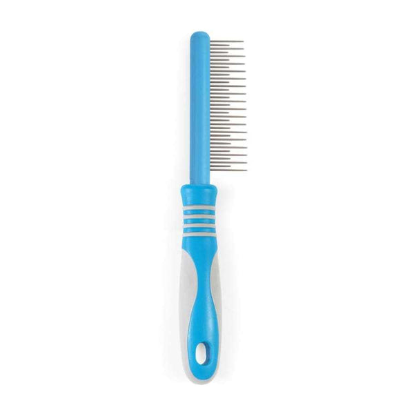 Ancol Ergo Dog Moulting Comb with ergonomic handle and dual-length pins for grooming.
