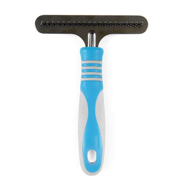 Ancol Ergo Dog Undercoat Rake with ergonomic handle for grooming heavy-coated breeds.