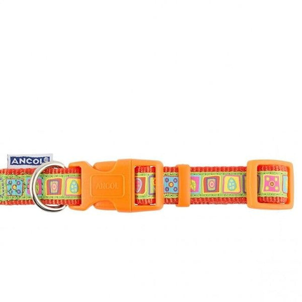Ancol Orange Squares Adjustable Dog Collar -Kimis Pet Emporium5016646686572