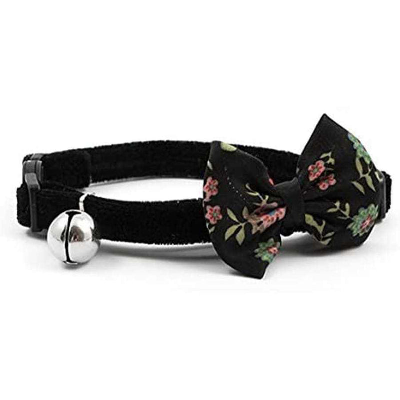 Ancol Plush Safety Cat Collar with Vintage Bow and Bell