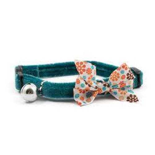 Luxury Ancol plush safety cat collar with vintage bow and bell for cats.