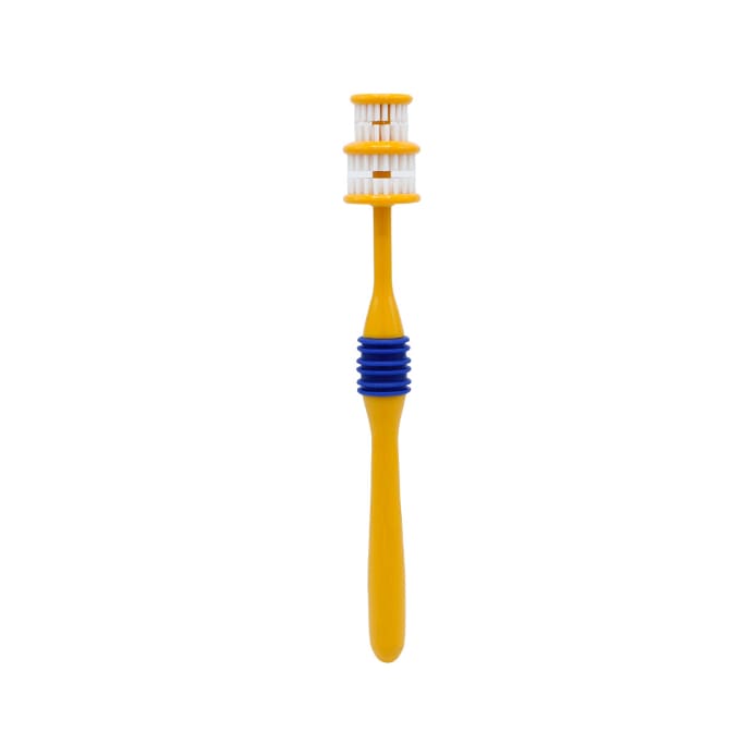 Arm & Hammer Fresh 360° Toothbrush for Dogs, yellow handle, multi-surface cleaning head.