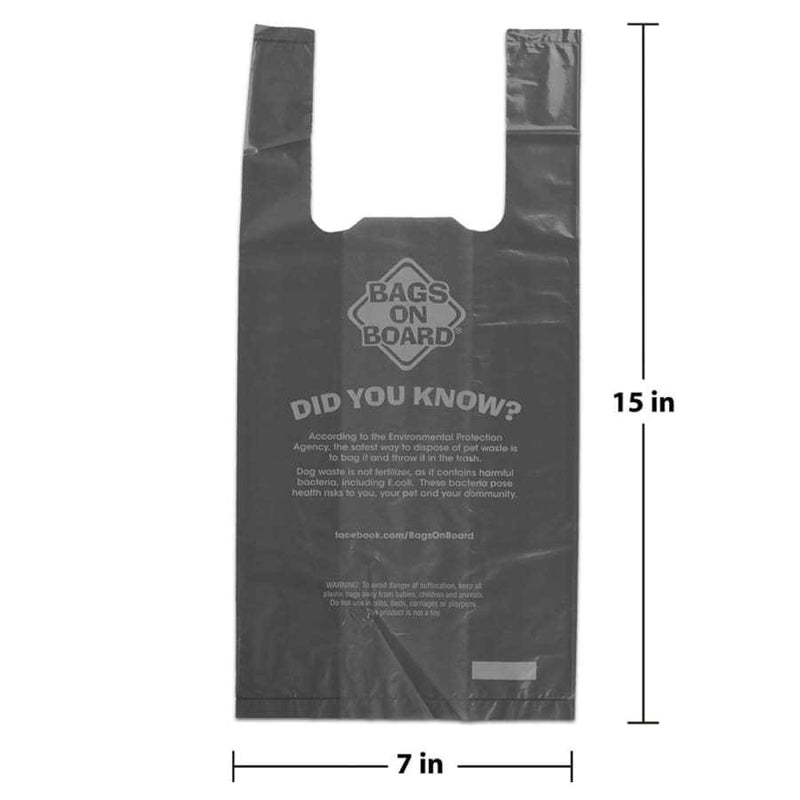 Extra thick dog poo bag with handles, 15x7 inches, black; Bags on Board Hand Armor, 100 count.
