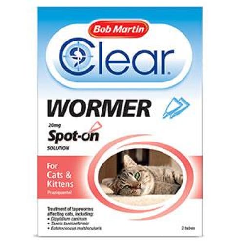 Bob Martin Clear Spot on Wormer for Cats 2 Tube Pack -Bob Martin5011914202744