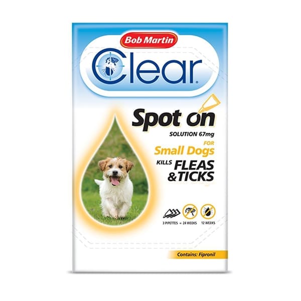 Bob Martin Flea Clear Spot On Solution for Dogs - 3 Pipette Pack -Bob Martin