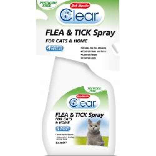 Bob Martin Flea & Tick Pet Spray 300ml for cats and home, pesticide-free protection against fleas and ticks.