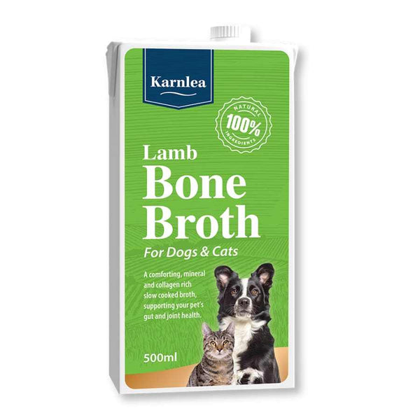 Karnlea Bone Broth for Cats & Dogs 500ml - Natural Lamb Bone Broth Supplement for Joint and Immune Health