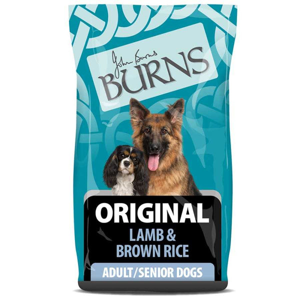 Burn's Adult Original Lamb & Brown Rice Dry Dog Food packaging for adult and senior dogs.
