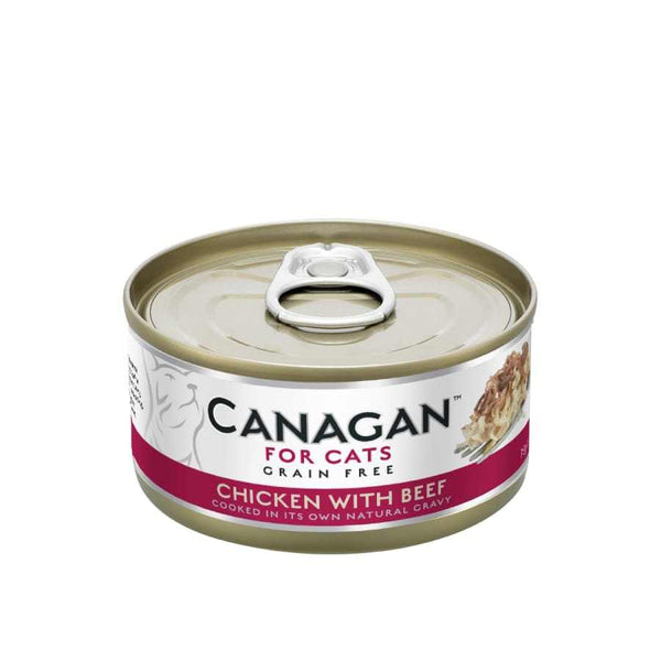 Canagan chicken with beef cat wet food can 75g.