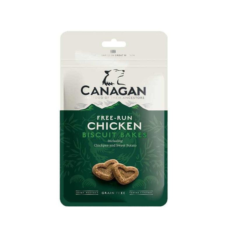 Canagan Chicken Dog Biscuit Bakes Treats 150g pack with natural ingredients for joint and dental health.